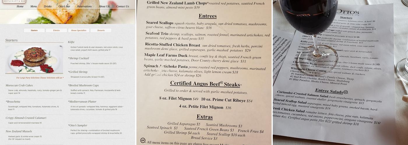 Otto's Restaurant & Bar Menu