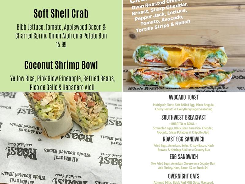 Roast Sandwich House Menu