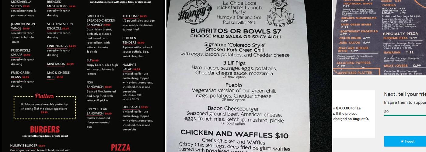 Humpy’s Bar and Grill Menu