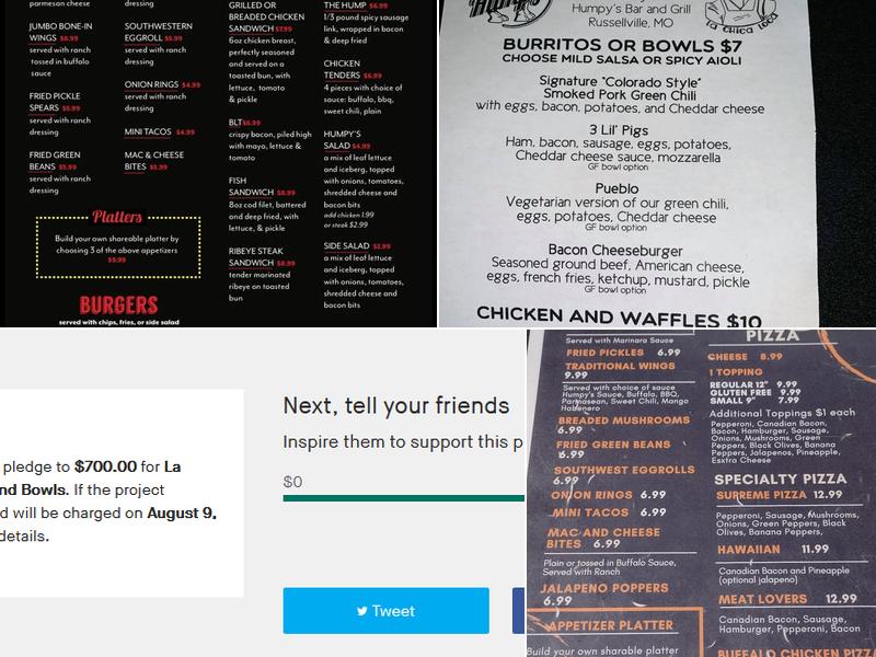 Humpy’s Bar and Grill Menu