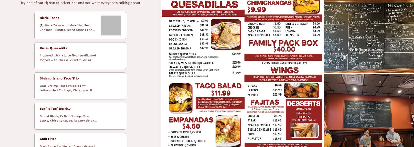 Texaquito Menu