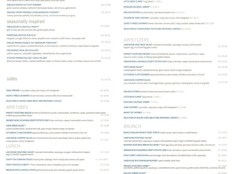 Lakehouse Menu