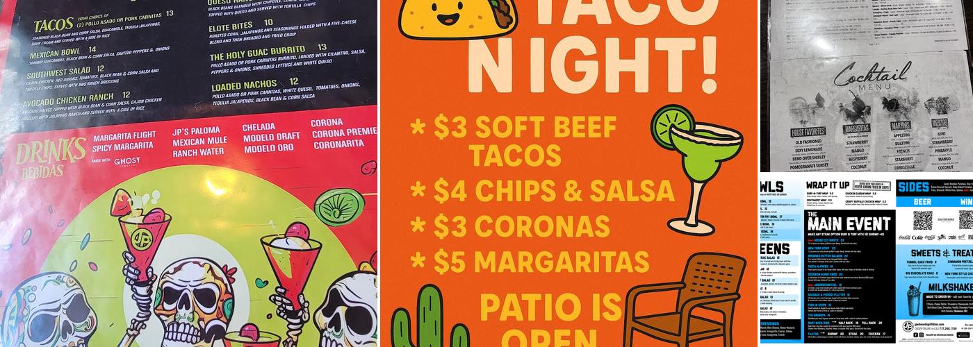 J P Edwards Grill & Bar Menu