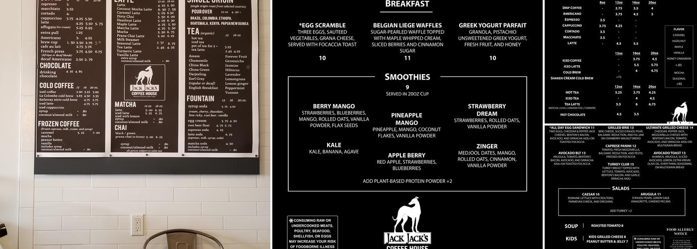 Jack Jack's Coffee House Menu