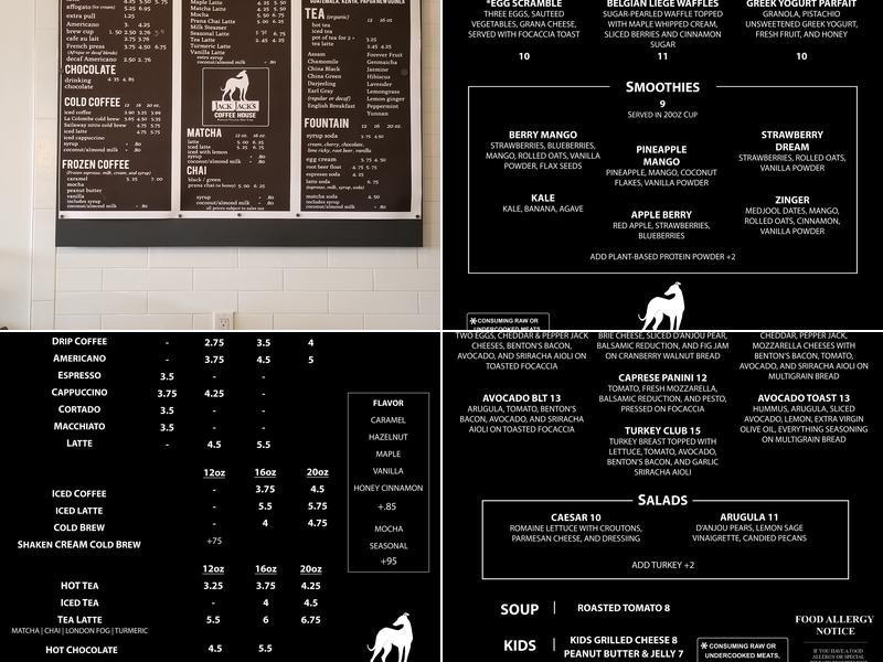 Jack Jack's Coffee House Menu