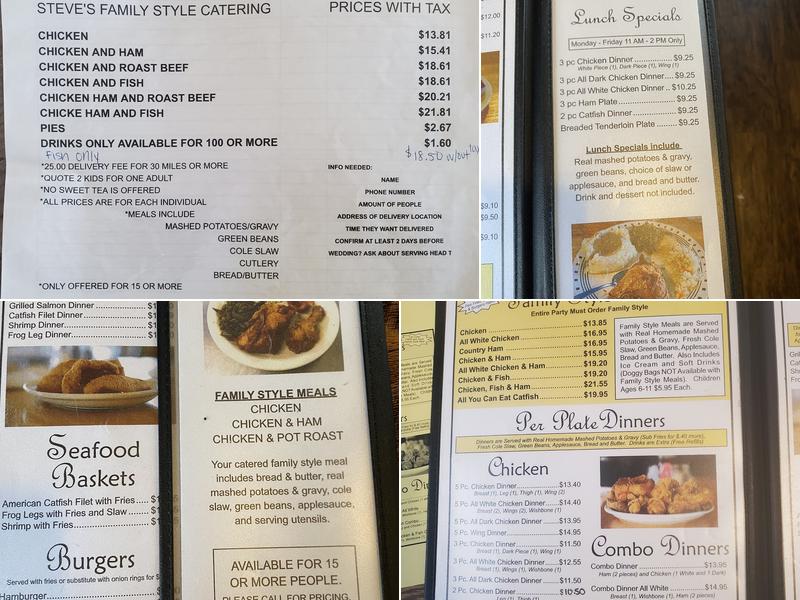 Steve's Family Style Restaurant, Lohman Menu