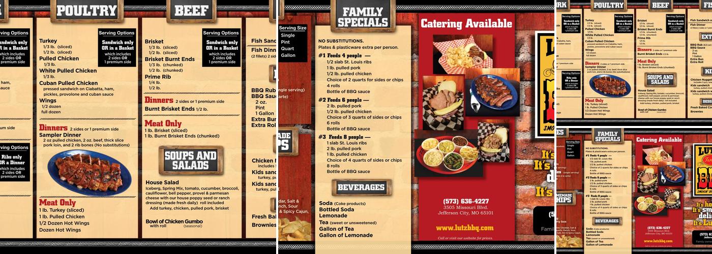 Lutz's BBQ Menu
