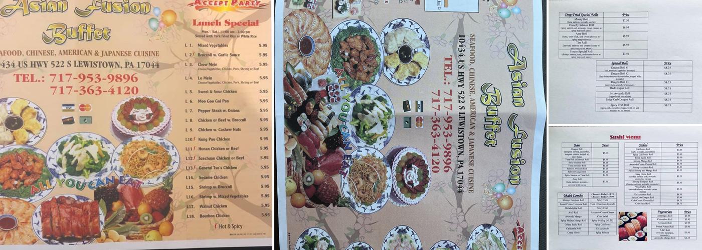 Asian Fusion Buffet Menu