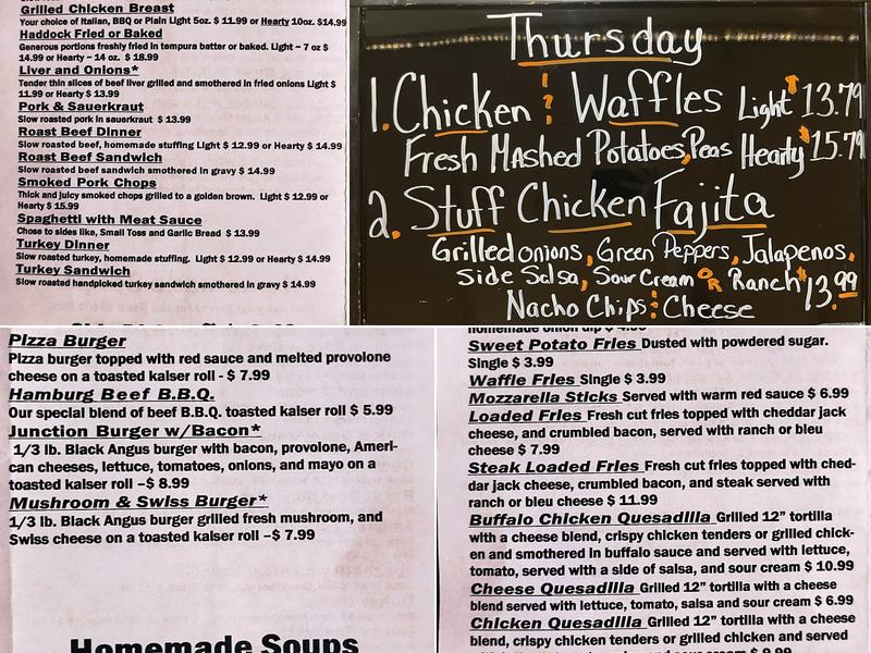 Juniata Junction Restaurant Menu