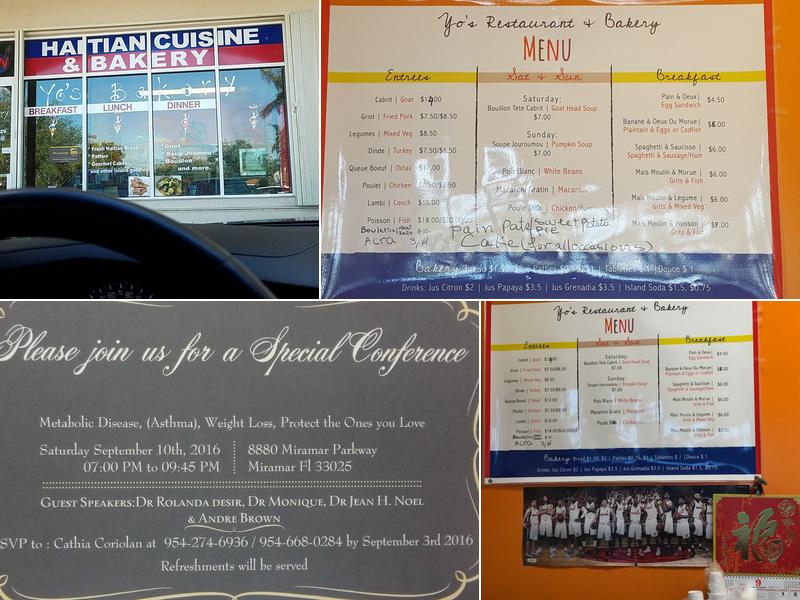 Yo's Restaurant & Bakery Menu