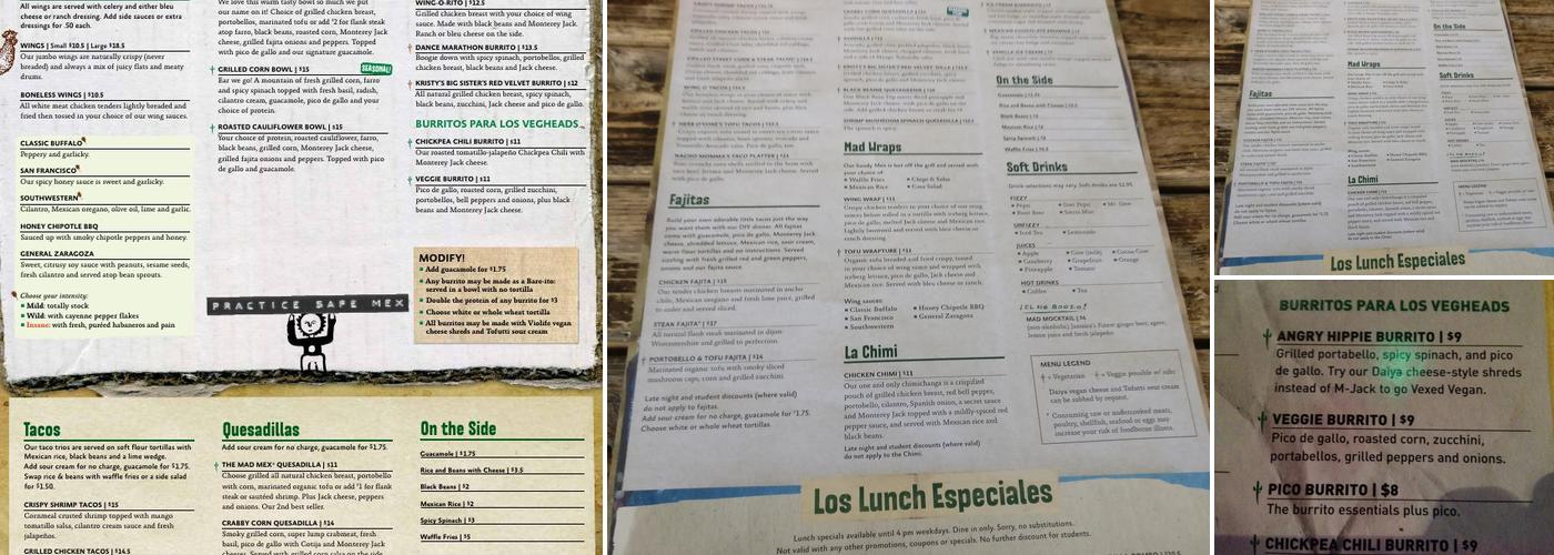 Mad Mex Menu