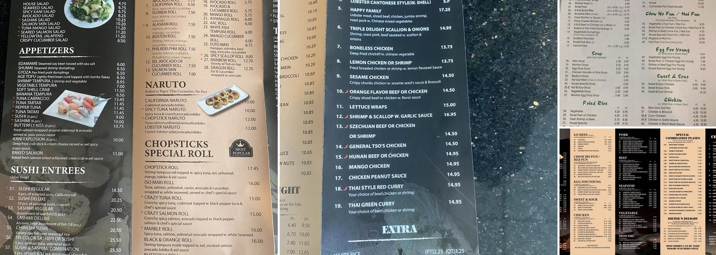Chop Stick Menu