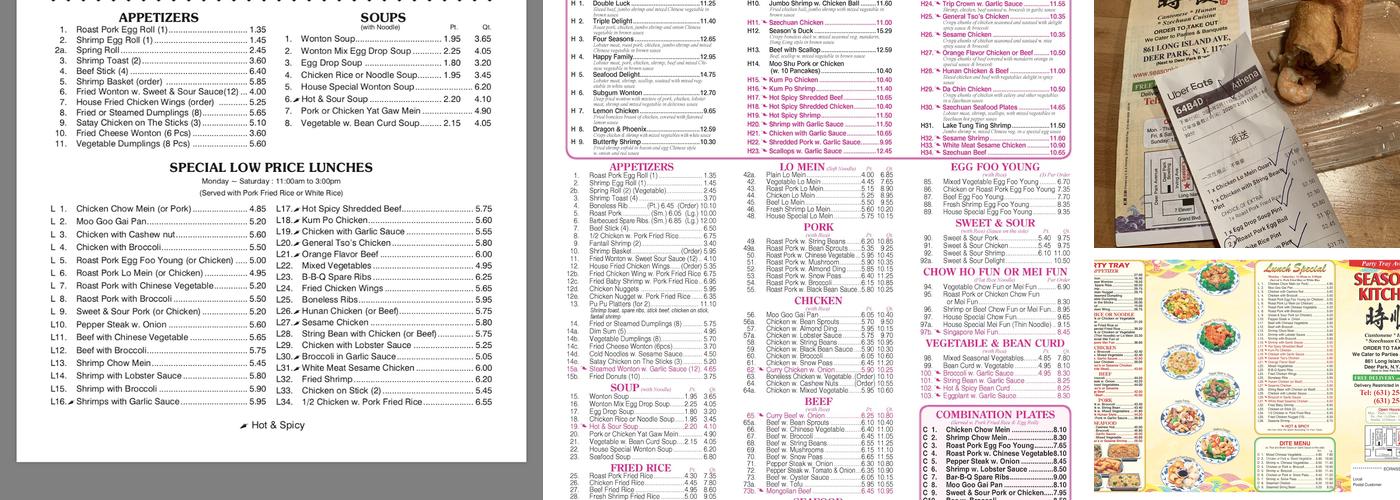 Seasons Kitchen Menu