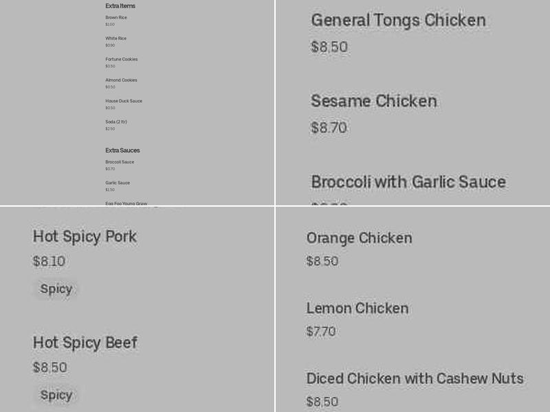Chung Wah Kitchen Menu