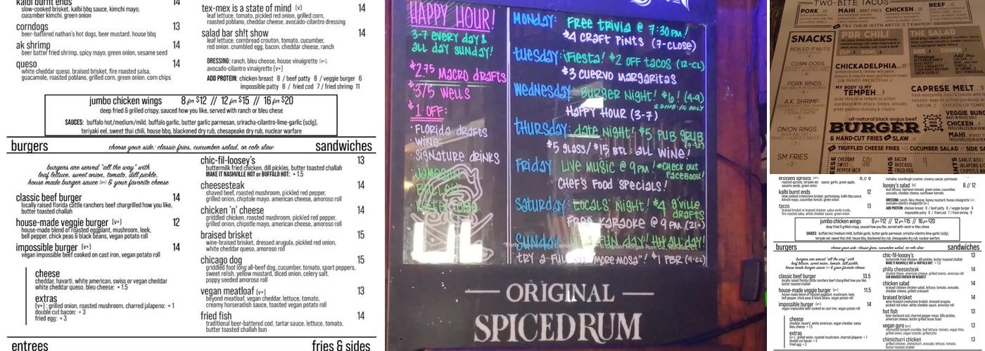 Loosey's Downtown Gainesville Menu