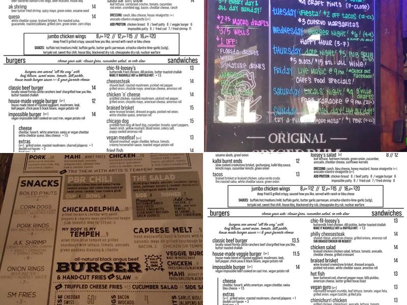 Loosey's Downtown Gainesville Menu