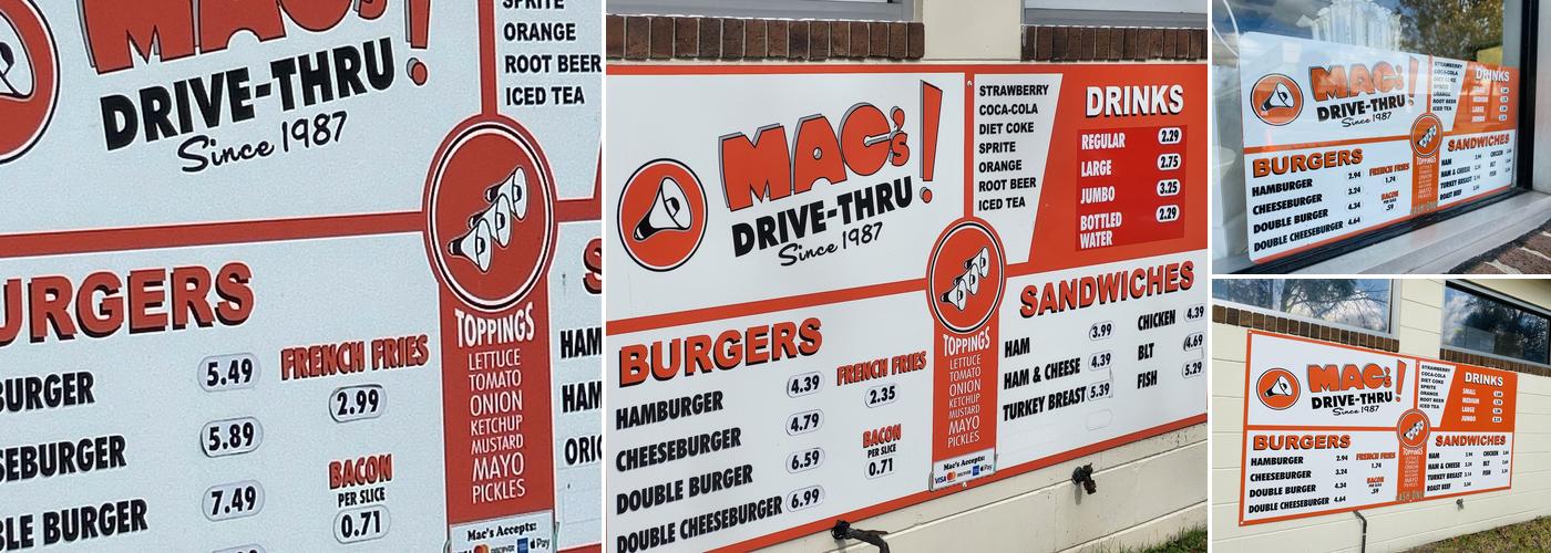 Mac's Drive Thru Menu
