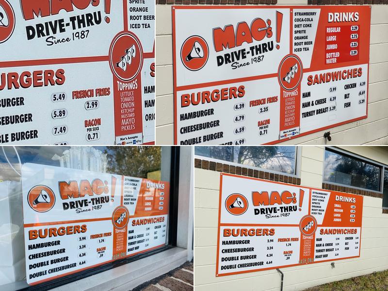 Mac's Drive Thru Menu