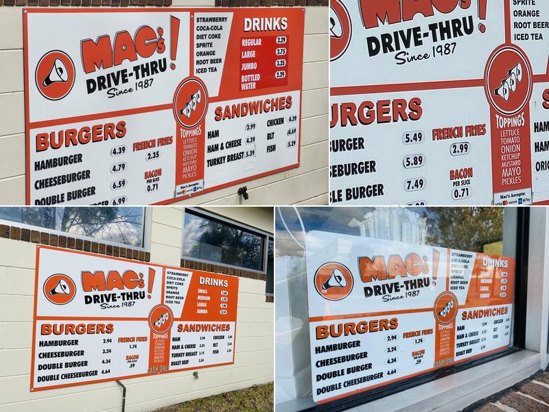 Mac's Drive Thru Menu