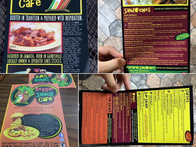 Reggae Shack Cafe Menu