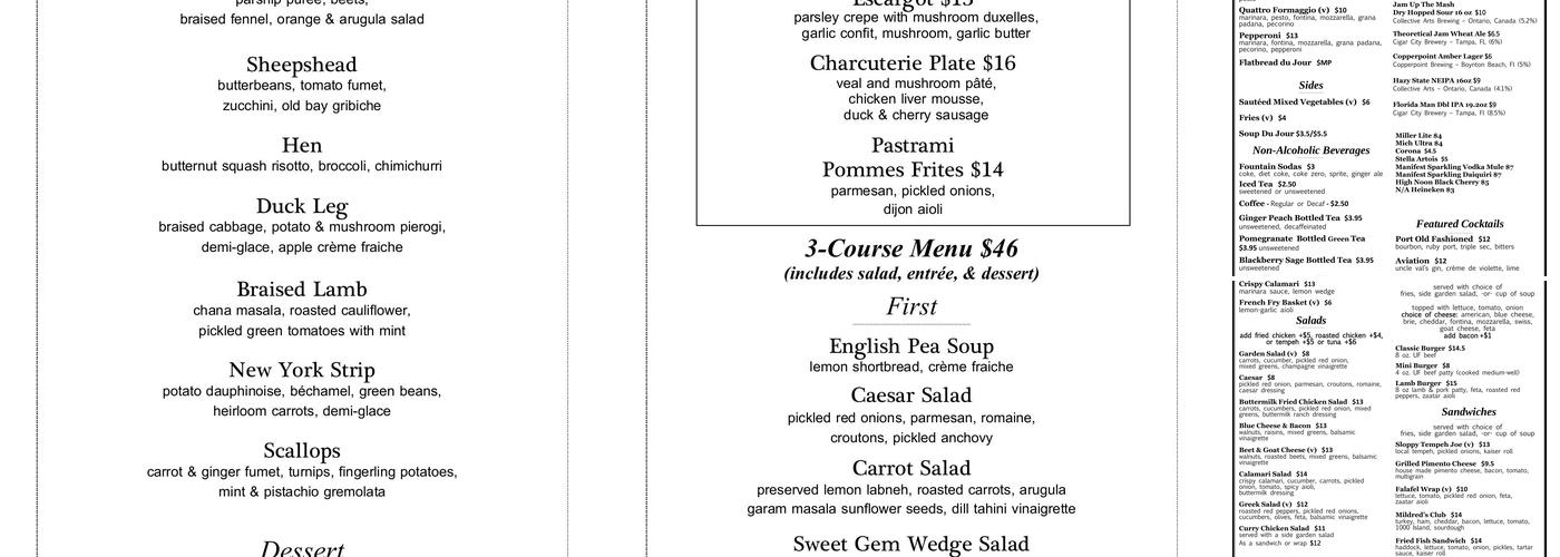 New Deal Cafe Menu
