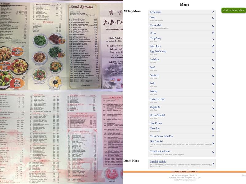 Bo Bo Kitchen Menu
