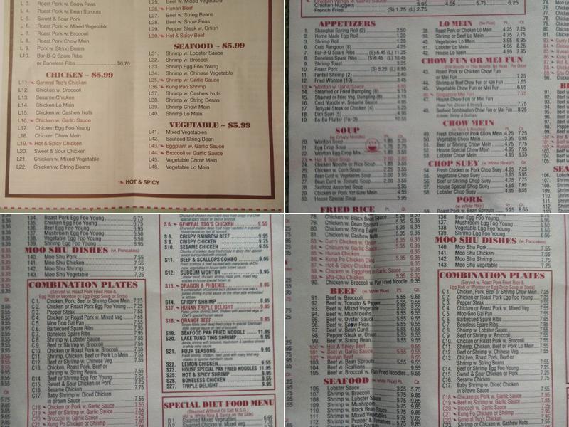 Kin Wah Kitchen Menu