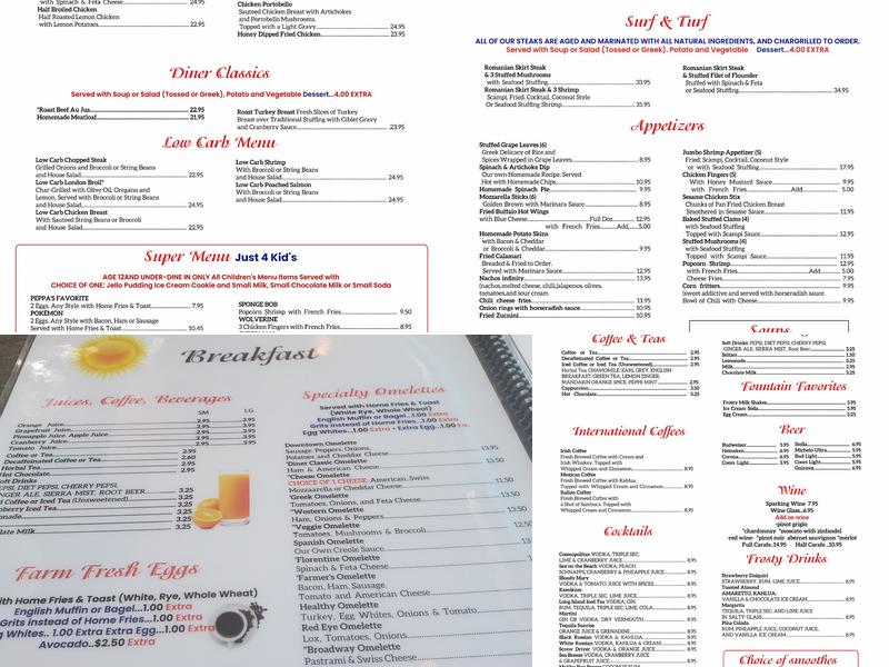 Infinity Diner Menu