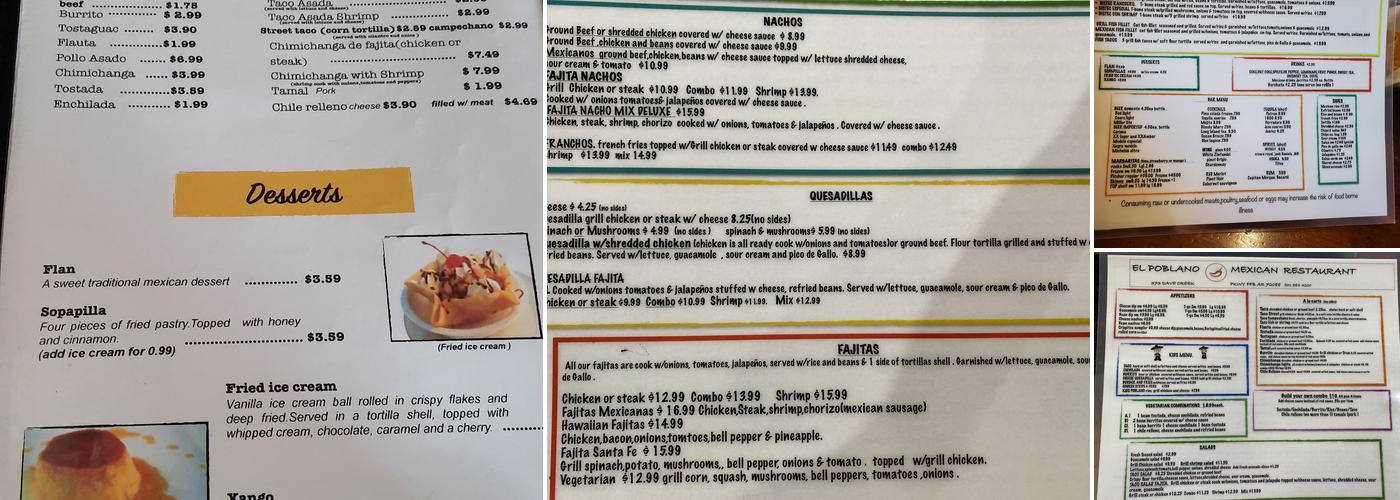 El Poblano Menu