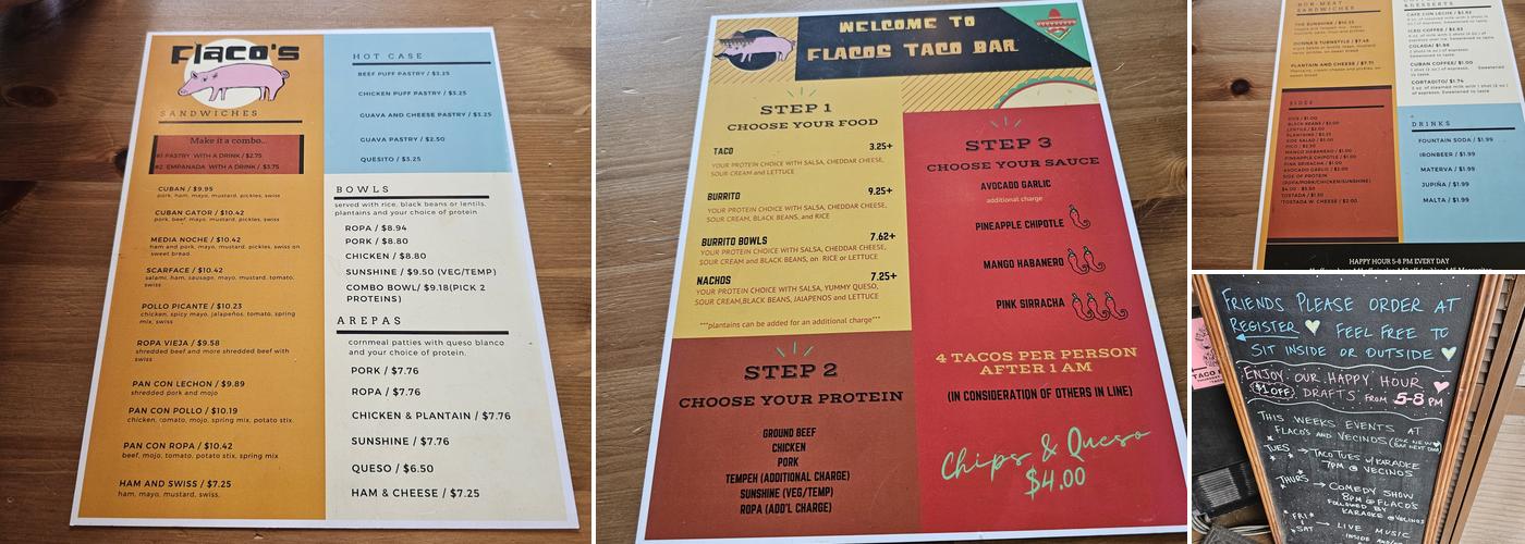 Flaco's Cuban Bakery Menu
