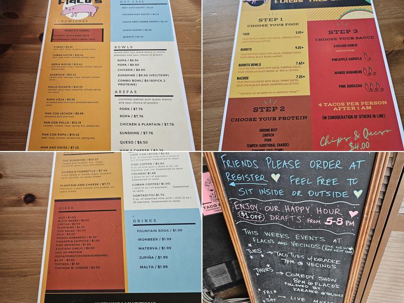 Flaco's Cuban Bakery Menu