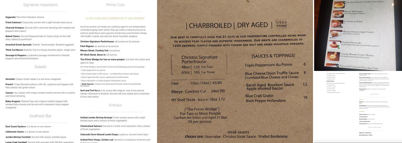 Christos Steak House Menu