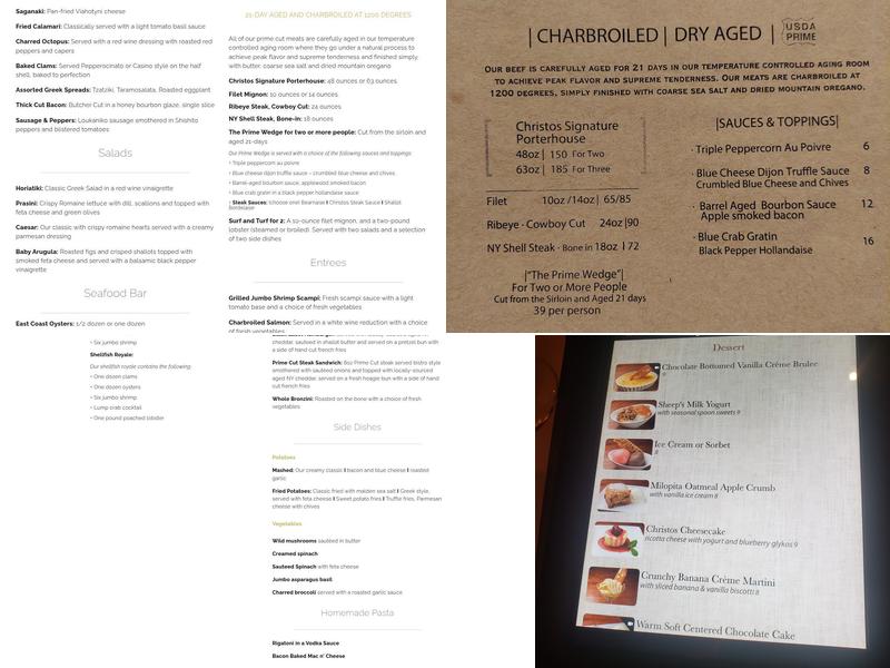 Christos Steak House Menu