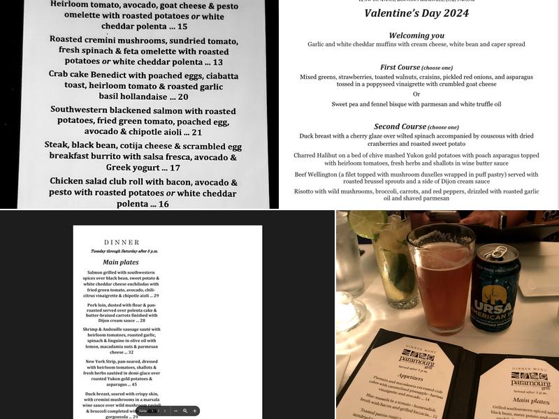 Paramount Grill Menu