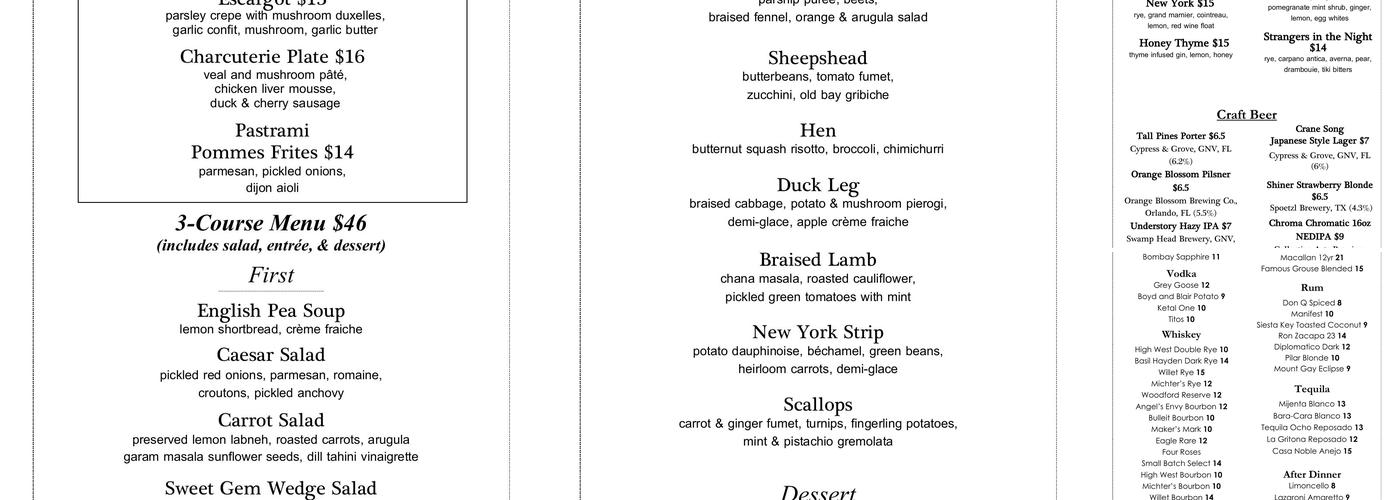 Mildred's Big City Food Menu