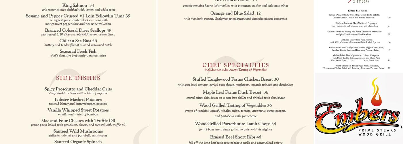Embers Wood Grill Menu