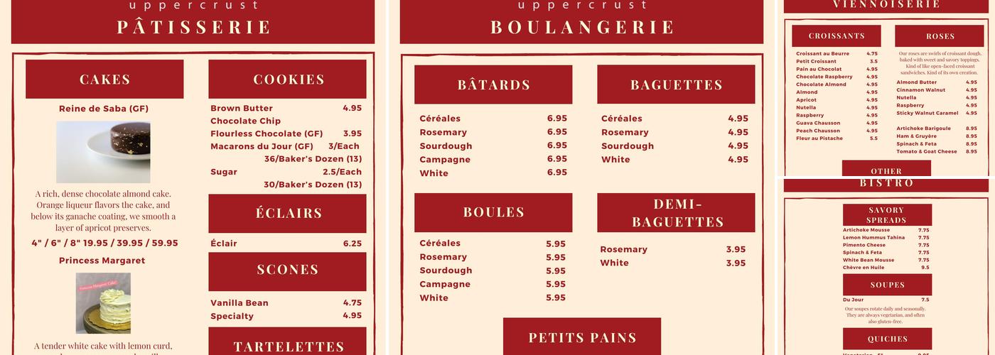 Uppercrust Menu