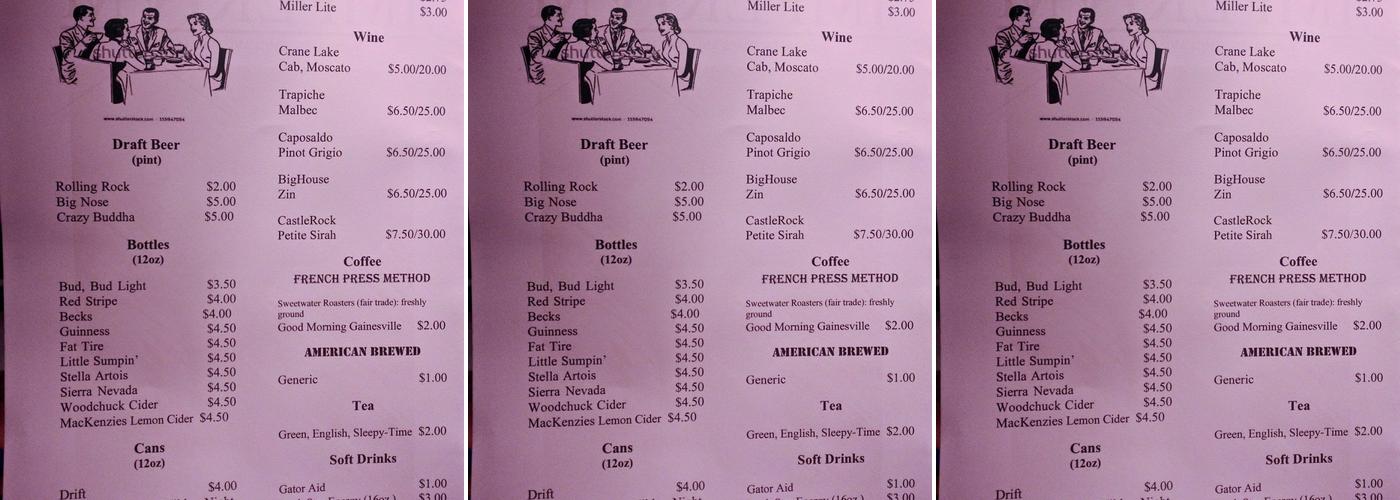 Hardback Cafe Menu