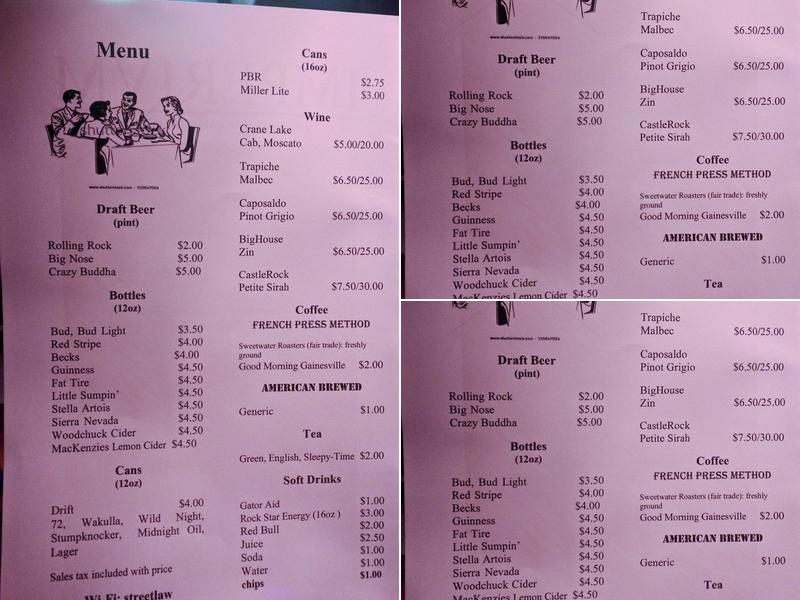 Hardback Cafe Menu