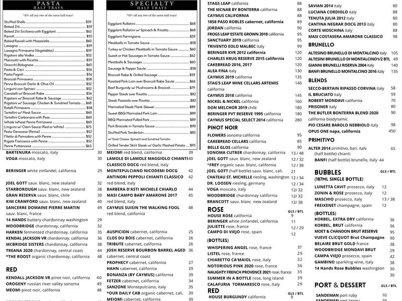 Francesco's Menu