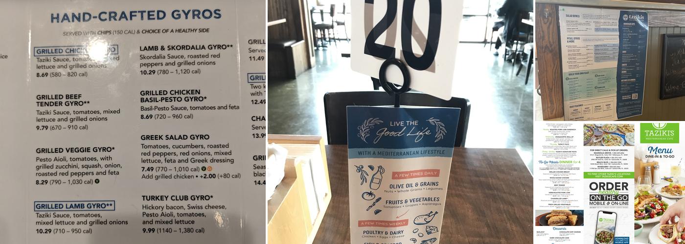 Taziki's Mediterranean Cafe - Gainesville Menu