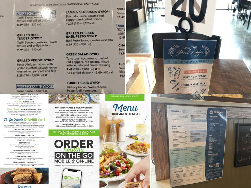 Taziki's Mediterranean Cafe - Gainesville Menu