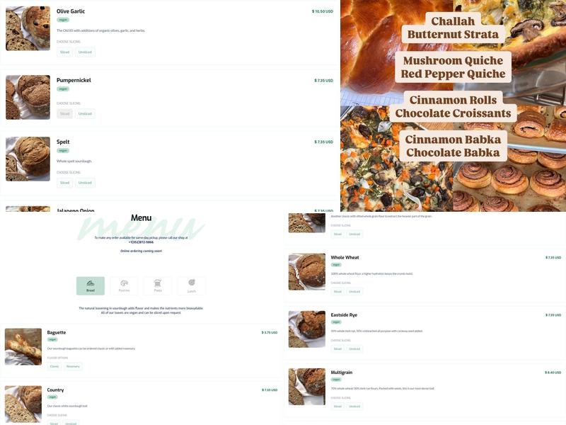 Vine Sourdough Bakery Menu