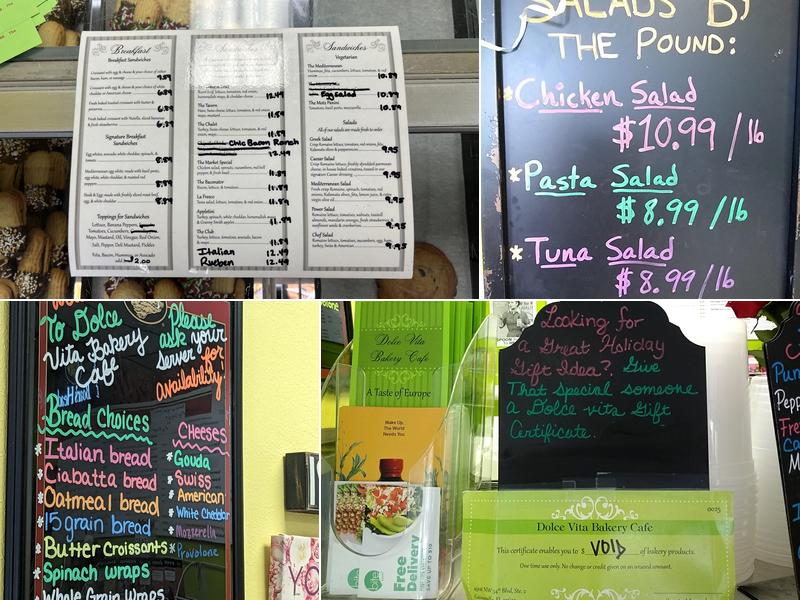 Dolce Vita Bakery Cafe Menu