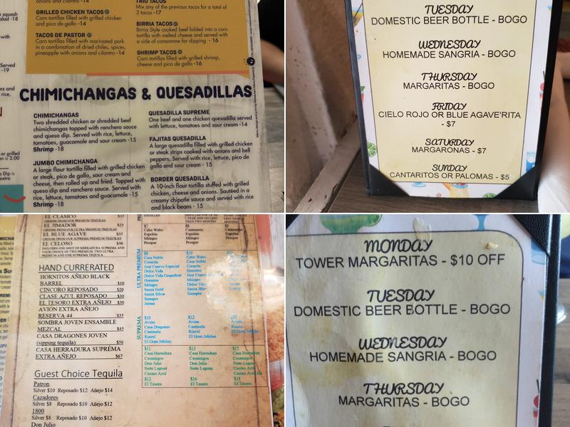 Blue Agave Mexican Restaurant Menu