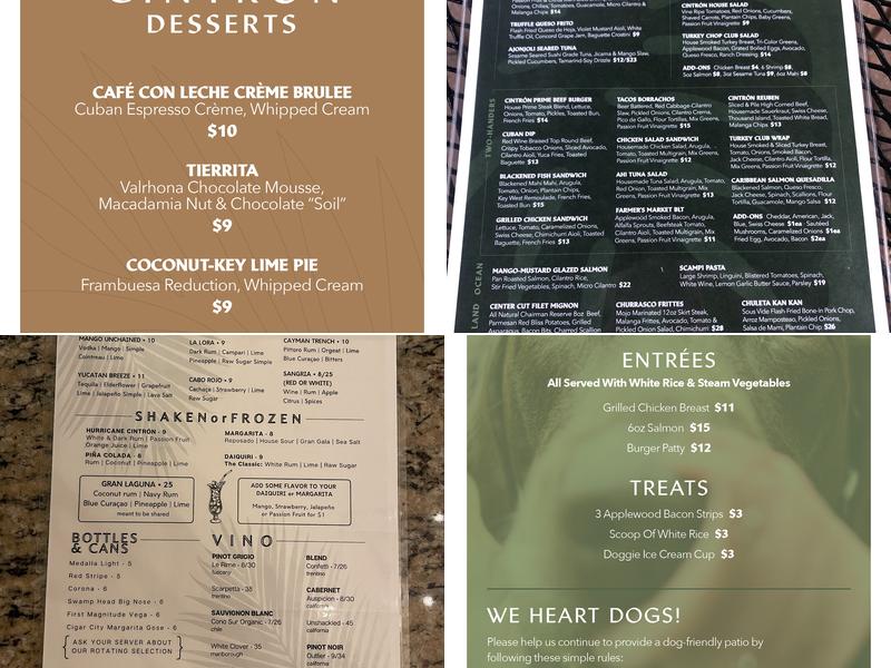 Cintrón - A Floribbean Restaurant Menu