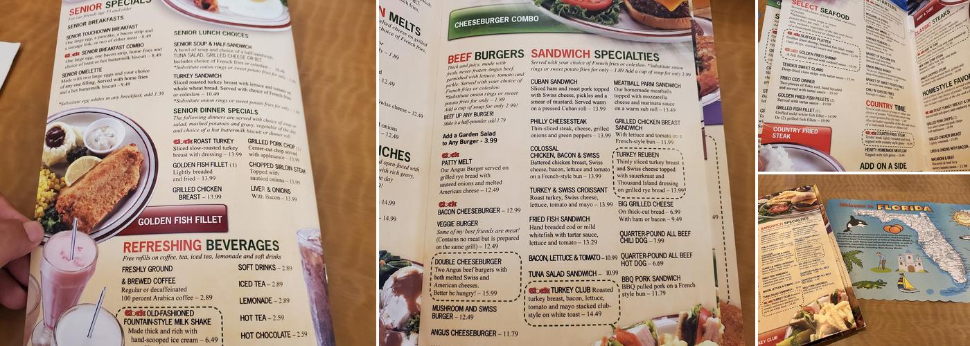 Clock Restaurant Menu