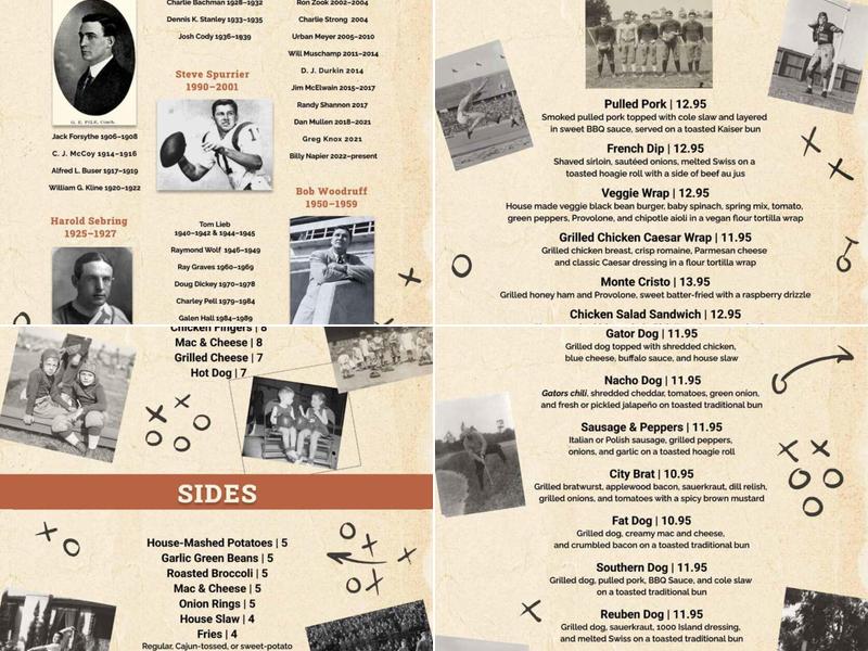 Gators Den Sports Grill Menu