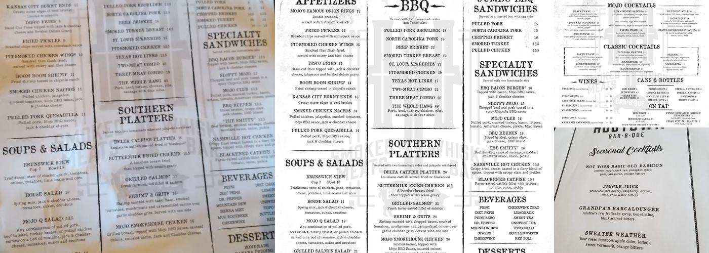 Mojo Hogtown Bar-B-Que Menu