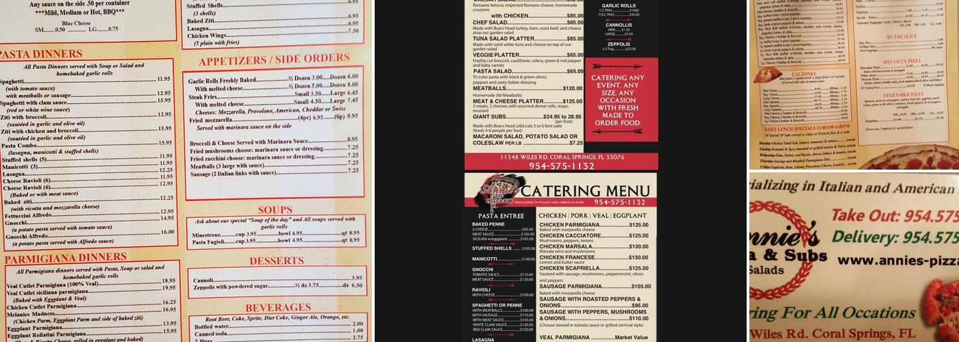 Annie's Pizza Menu